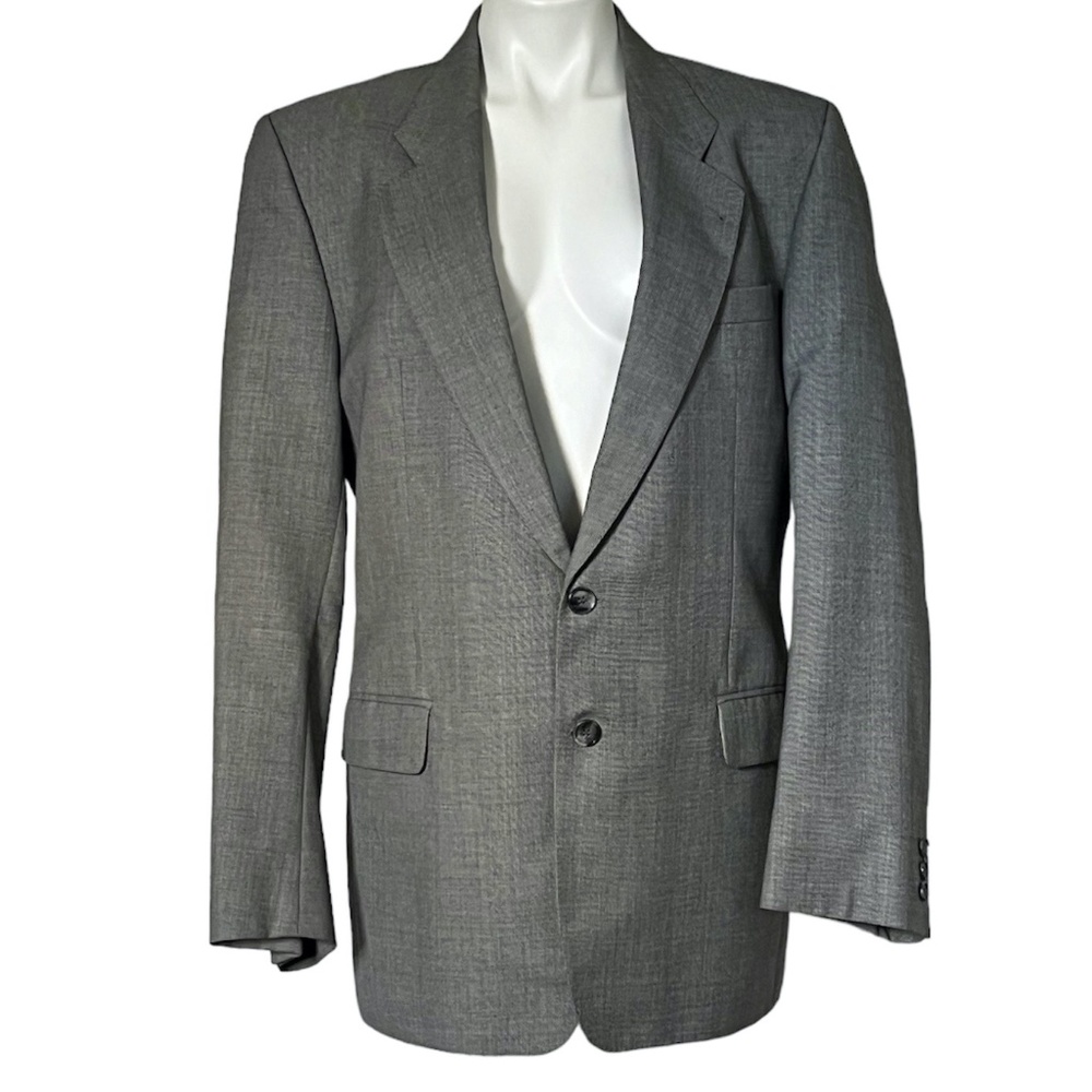 Men's Blazer Sport Coat Jacket Glenburry 40 Regular  Silver Gray Wool Poly